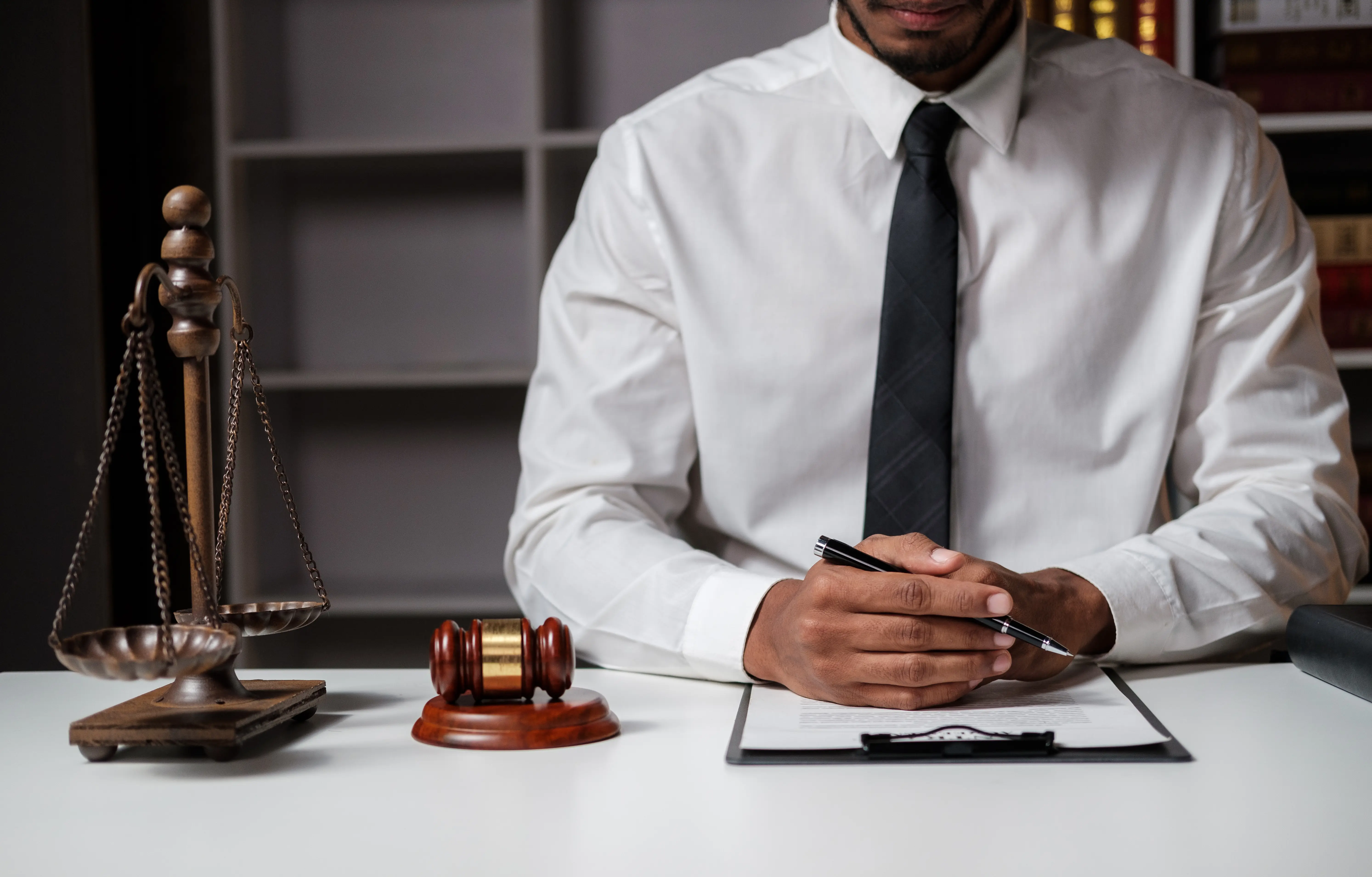 Legal professional working on case documents